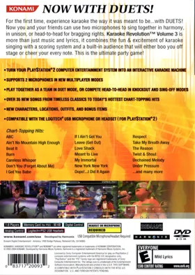 Karaoke Revolution Volume 3 box cover back